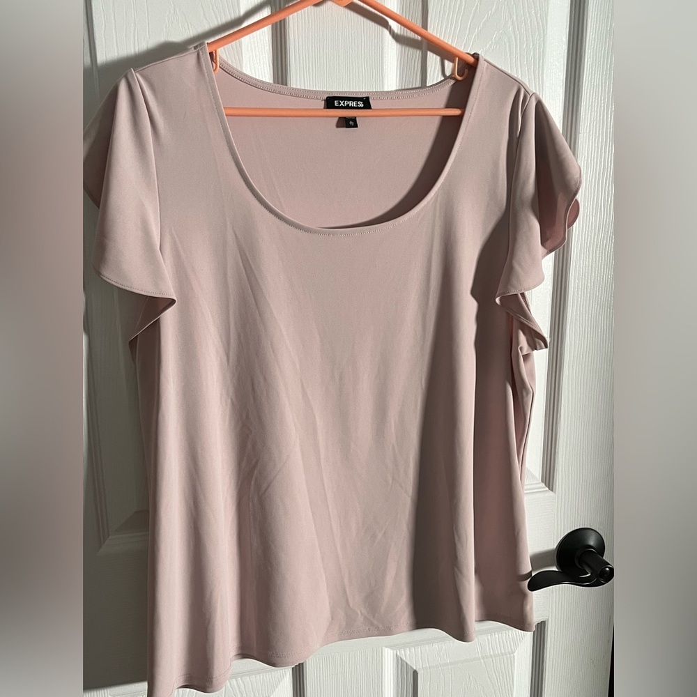 Express Women's Blush Flutter Sleeve Blouse